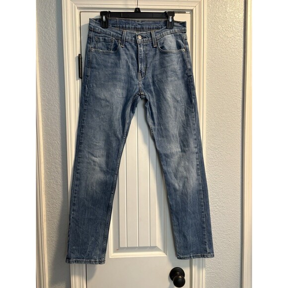 Levi's 502 Taper Fit Jeans Men's 30x32 Light Wash Y2K DISTRESSED Whiskers Pants - Picture 1 of 5